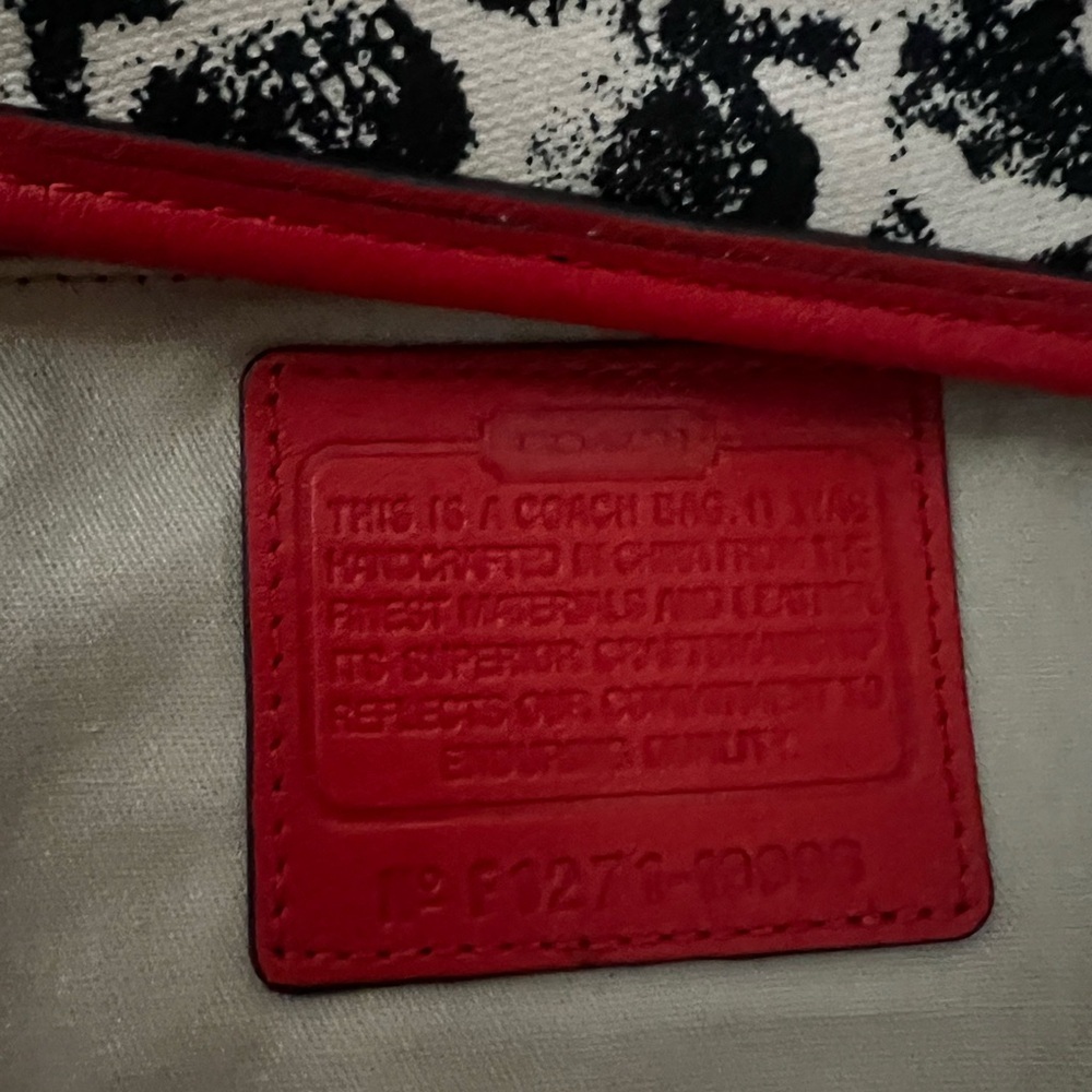 COACH Legacy Ocelot Print Hobo Black Red Multi Canvas Leather Handbag - Picture 5 of 14